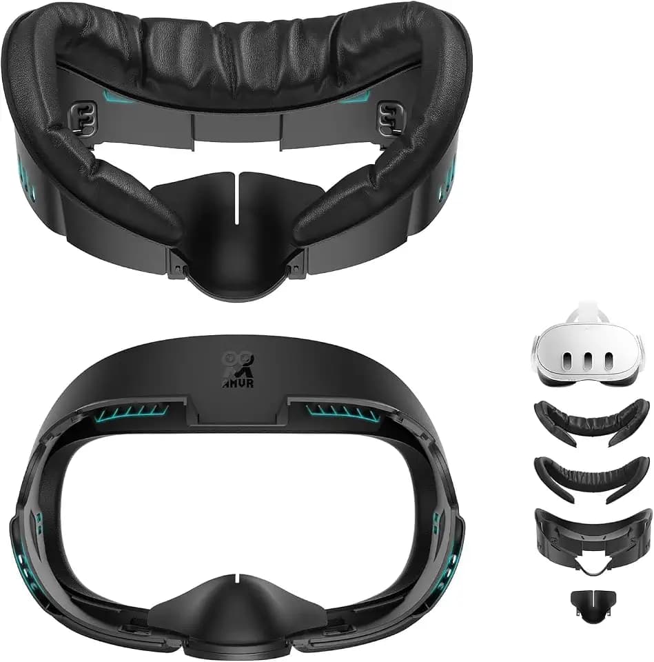 AMVR FC1 Face Pad Facial Interface Compatible with Meta Quest 3 Accessories, with PU Leather and ice Silk face Cover, NOT Compatible with Meta Quest 3S [Video Game]