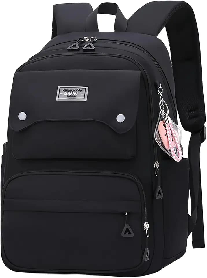 Bansusu Black Kids Backpack for Girls, Middle School Bag Teen Girls Backpack Multi-Pocket Bookbags