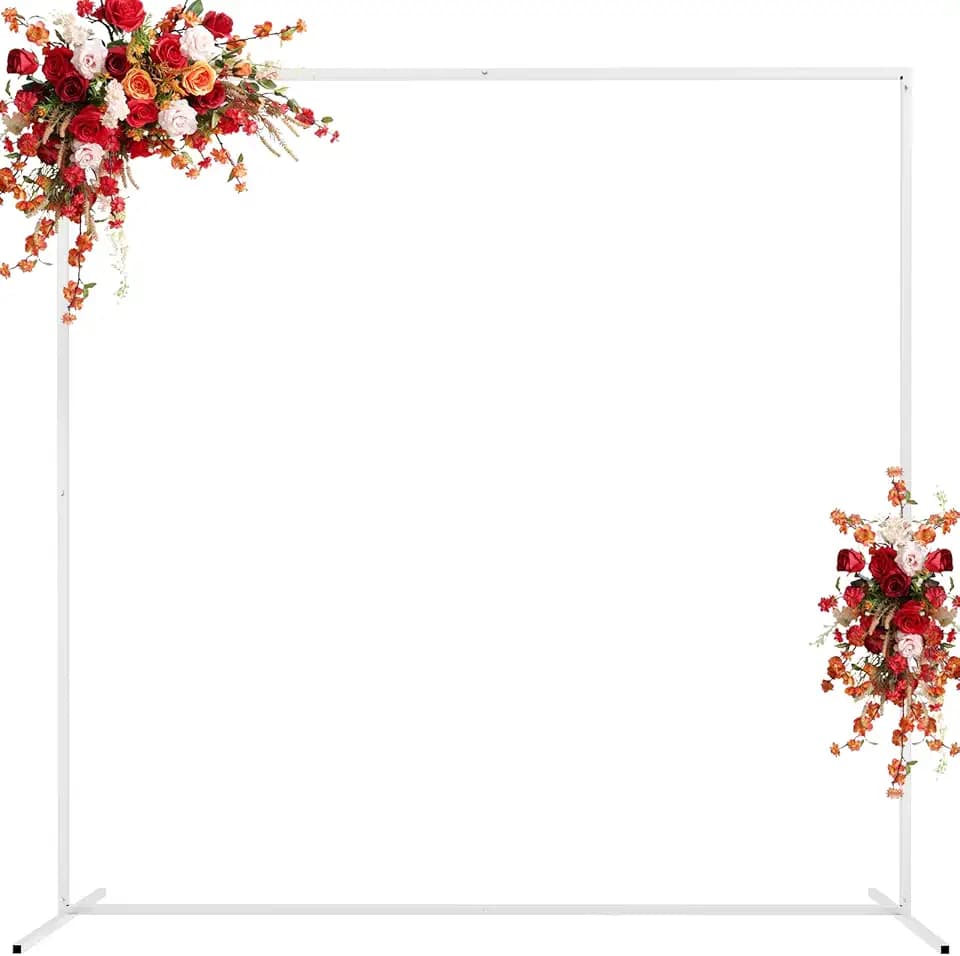 Asee'm 6.6FTx6.6FT White Wedding Arch Backdrop Stand Square Metal