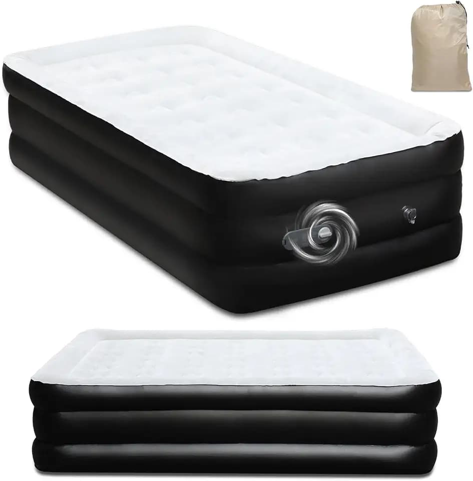 Aufblasbare Matratze, Luftmatratze 1 Personen, Luftmatratze Selbstaufblasend mit Eingebauter Elektrischer Pumpe, Luftbett in 2 Minuten, für Gästebett, Heimgebrauch, 190x100x46cm, max 200KG