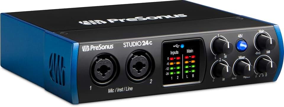 PreSonus Studio 24c, USB-C-Audio-Interface, für Aufnahme, Streaming, Podcasting mit Software-Bundle inklusive Studio One Artist, Ableton Live Lite DAW