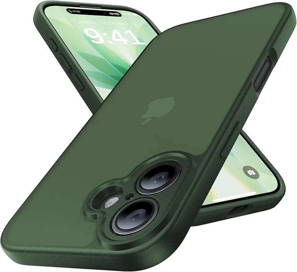 for iPhone 17 Case, [Ribbed Non-Slip Sides] [Military-Grade Drop Protection] [Full Camera Protection] Anti-Yellow Soft-Touch Shockproof Slim Phone Case for iPhone 17, ForestGreen