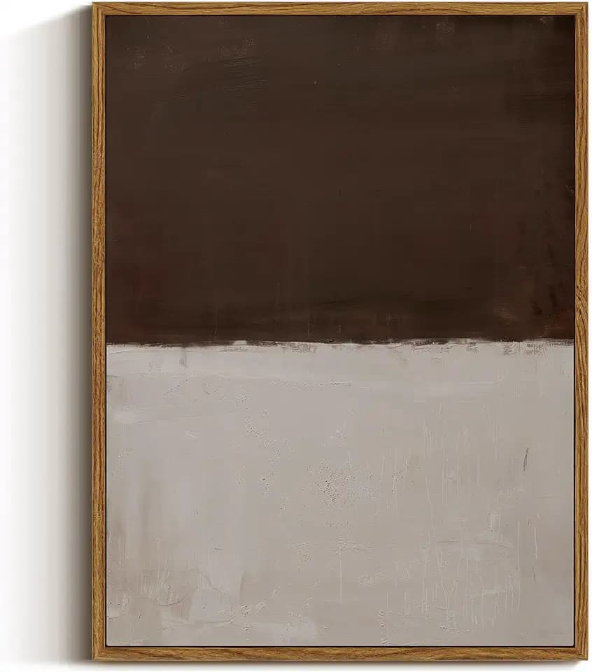 VIYYIEA Modern Abstract Framed Wall Art, Brown Grey Wall Art Bedroom Neutral Decor, Canvas Print Color Pictures, Living Room Vintage Decor, 12x16 inch