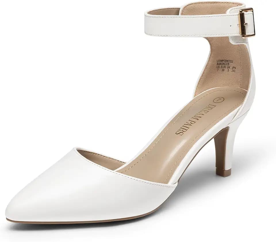 DREAM PAIRS Women's Kitten Heels Ankle Strap Pumps