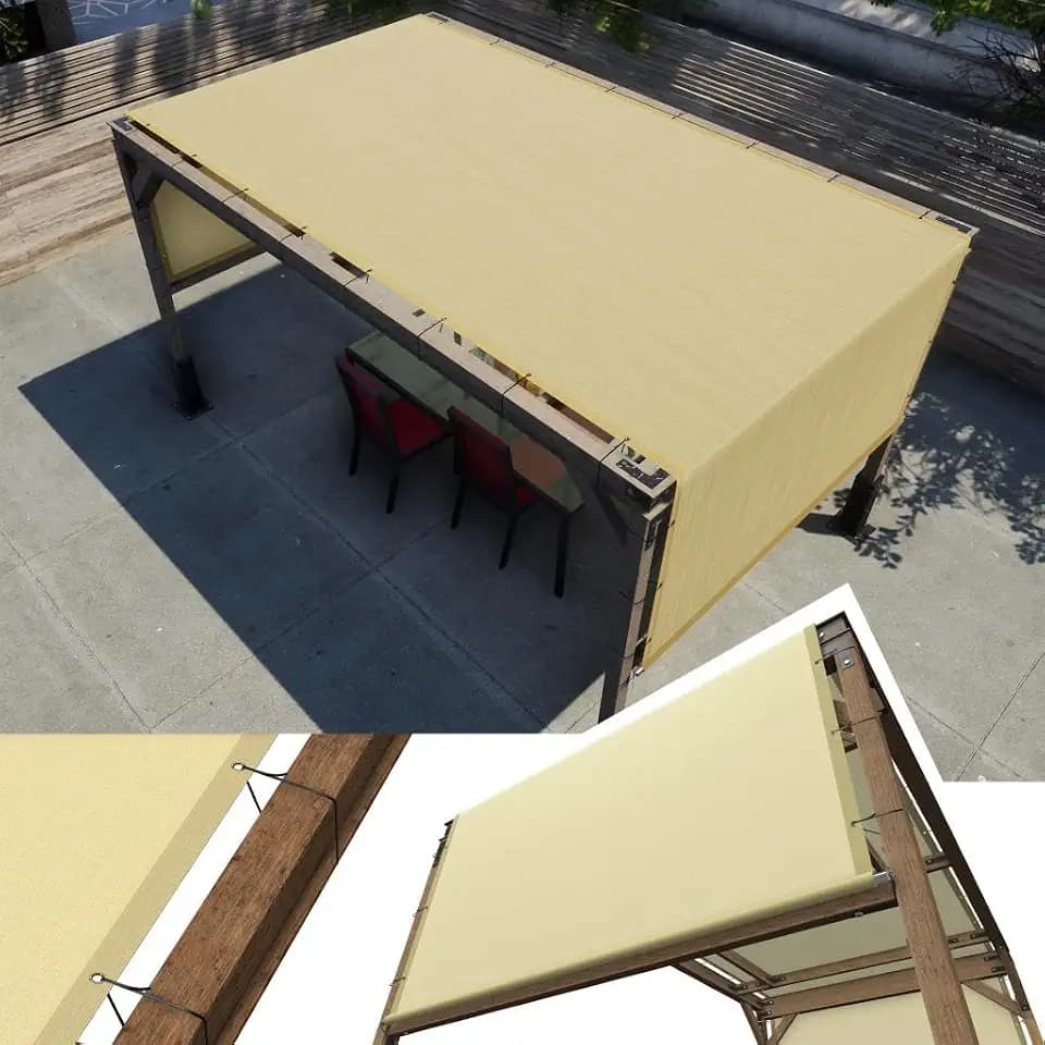 Amgo Replacement Pergola Cover for Patio with Weighted Rod Custom Size 1 0' W X 1 6' L Beige