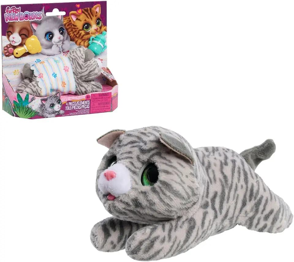 Just Play furReal Newborns Kätzchen, interaktives Haustier, kleines Plüschkätzchen mit Soundeffekten und Bewegungen, Kinderspielzeug ab 4 Jahren
