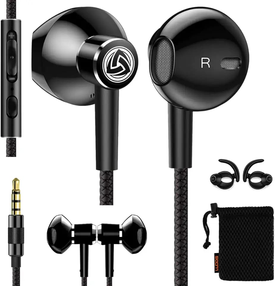 LUDOS SPECTA Wired Earbuds in-Ear Headphones, 5 Years Warranty, Earphones with Microphone for Clear Calls, Noise Isolating, for iPhone, iPad, Samsung, Laptop, School Students, Kids, Women, Small Ears