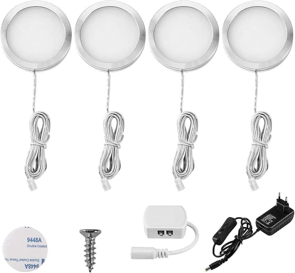 Lightess 4er Unterbauleuchte Küche LED Vitrinenbeleuchtung 12V Warmweiß
