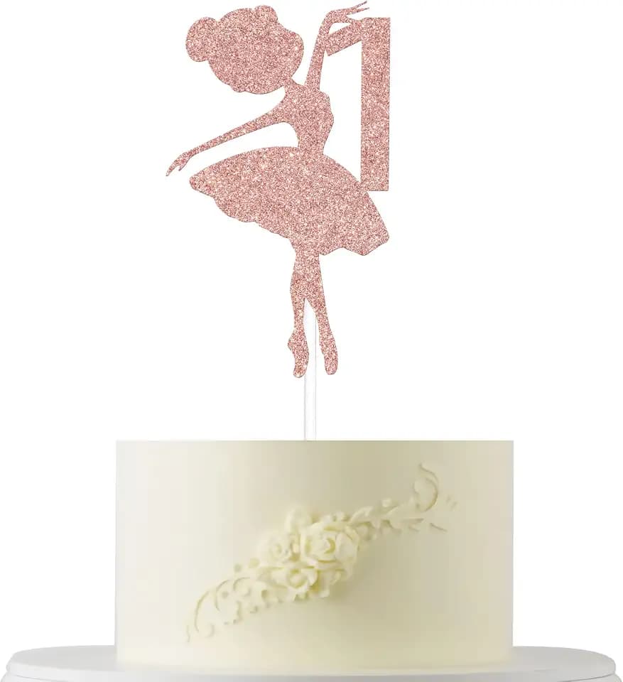 Ballerina 1st Birthday Cake Topper, 1st Birthday Cake Topper, Cute Ballerina Bday Cake Decorations, Adorable Princess Cake Decor Supplies, Dancing Girl Party Supplies