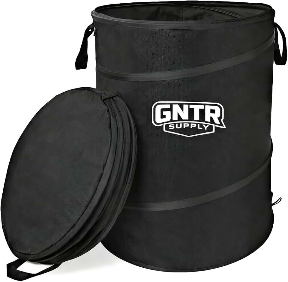 GNTR Supply Deluxe Durable Pop-Up Trash Can – Collapsible Garbage Bin with Zippered Lid for Camping, Home, and Outdoor Use – 30 Gallon