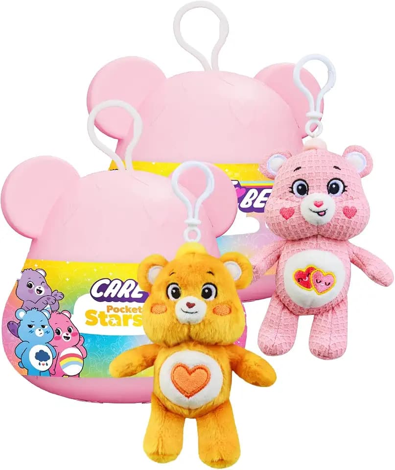 Care Bears Clip-On Plush | 6 inch Plush Capsule 2-Pack Bundle | Mystery Pack Hidden Surprise Plush | Official Bears Plush by PMI Kids World