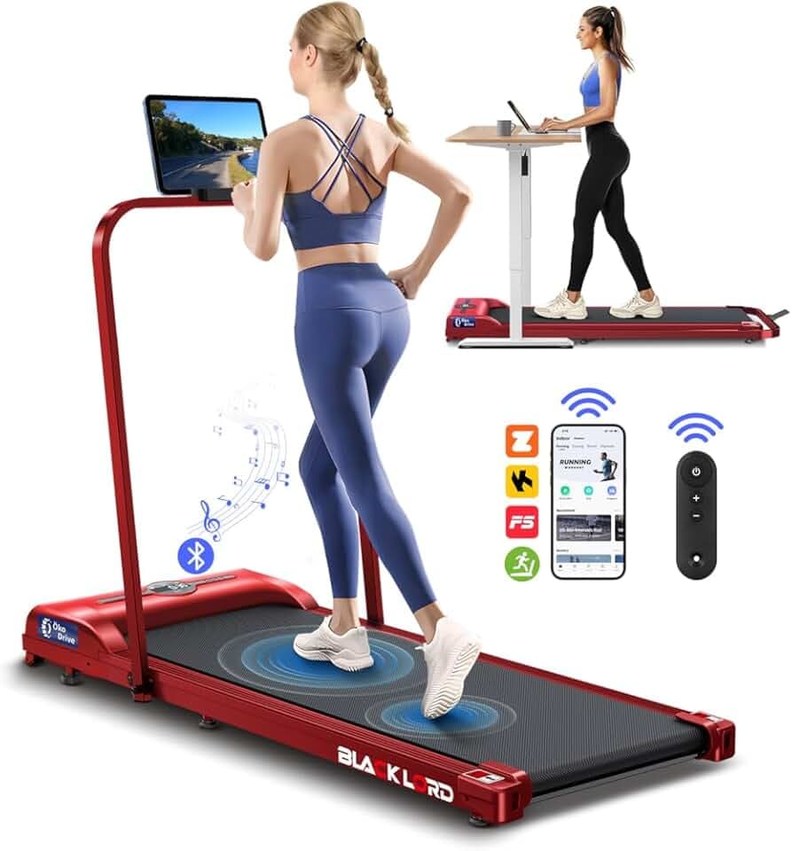 BLACK LORD Laufband, Walking pad 9/12/16 km/h, Laufmattemit/ohne 9% Steigung, unter dem Schreibtisch,tragbar, leise, LED-Display, App, 120/130/140 kg Belastbarkeit, Zuhause und Büro, 2,2/3,0/3,2 PS