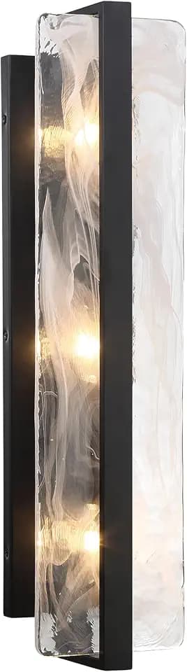 Minka Lavery 3615-66A Cloud Break Cloud Glass Wall Sconce, 3-Light 180 Total Watts, 24" H x 6" W, Coal Black