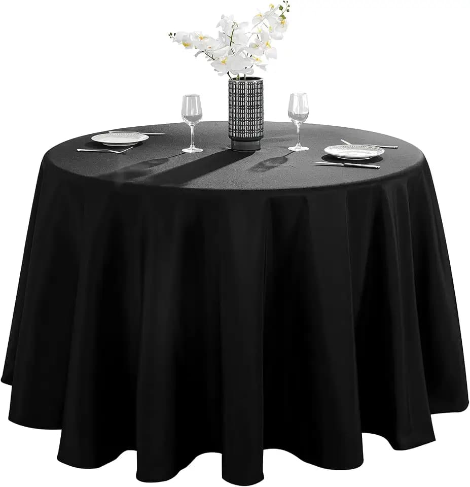 VidaFete Classic Series 1 Pack 120inch Round Polyester Table Cloth, Black
