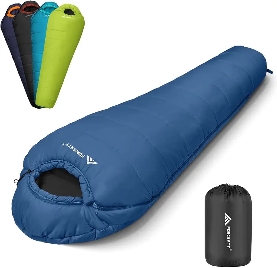 Forceatt Schlafsack -10°C~15°C 4 Jahreszeiten, Mumienschlafsack Winter für Erwachsene Wasserdicht, Schlafsack Outdoor Ultraleicht für Camping, Reisen Zelten, Outdoor und Indoor.