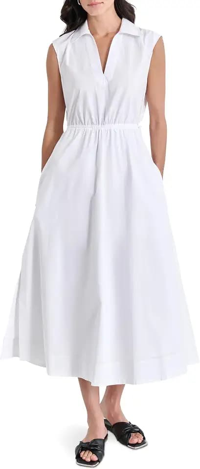 DKNY Women's V-Neck Midi Dress with Back Cut Out