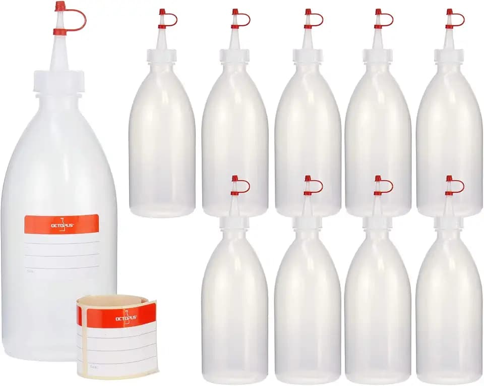10 Spritzflaschen à 500 ml aus LDPE mit Dosierspitze und Schutzkappe
