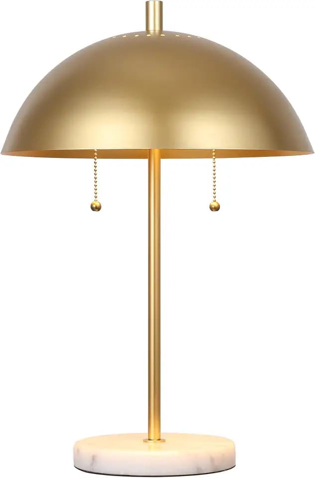 JONATHAN Y Ella 2-Light Table Lamp 20.7" Metal Marble, Gold Leaf/White