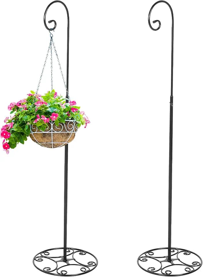 JaGely 2 Pcs Adjustable Shepherds Hook for Outdoor Heavy Duty