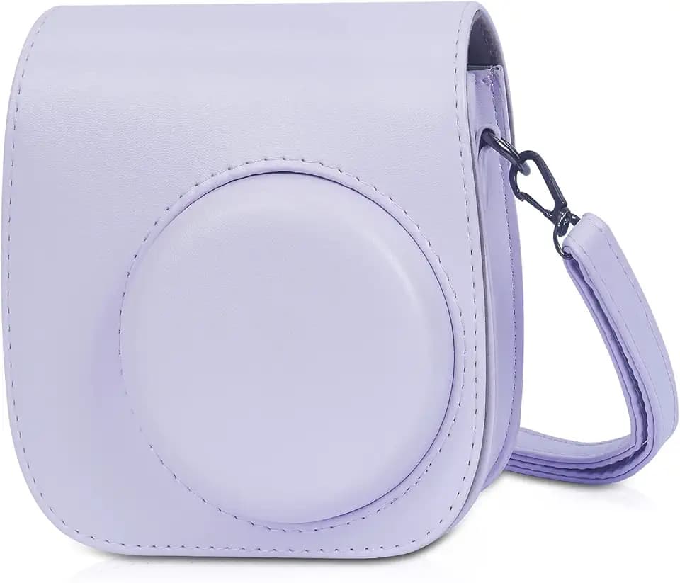Phetium Instant mini 12 Camera Protective Case Compatible with Instax Mini 12 11,PU Leather Bag with Pocket and Adjustable Shoulder Strap (Lilac Purple)