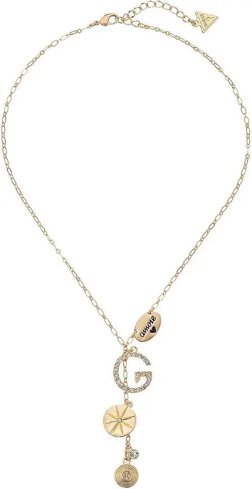 GUESS womens "Basic" Gold Pave G Linear Y-Shaped Necklace, 16" + 2" Extender