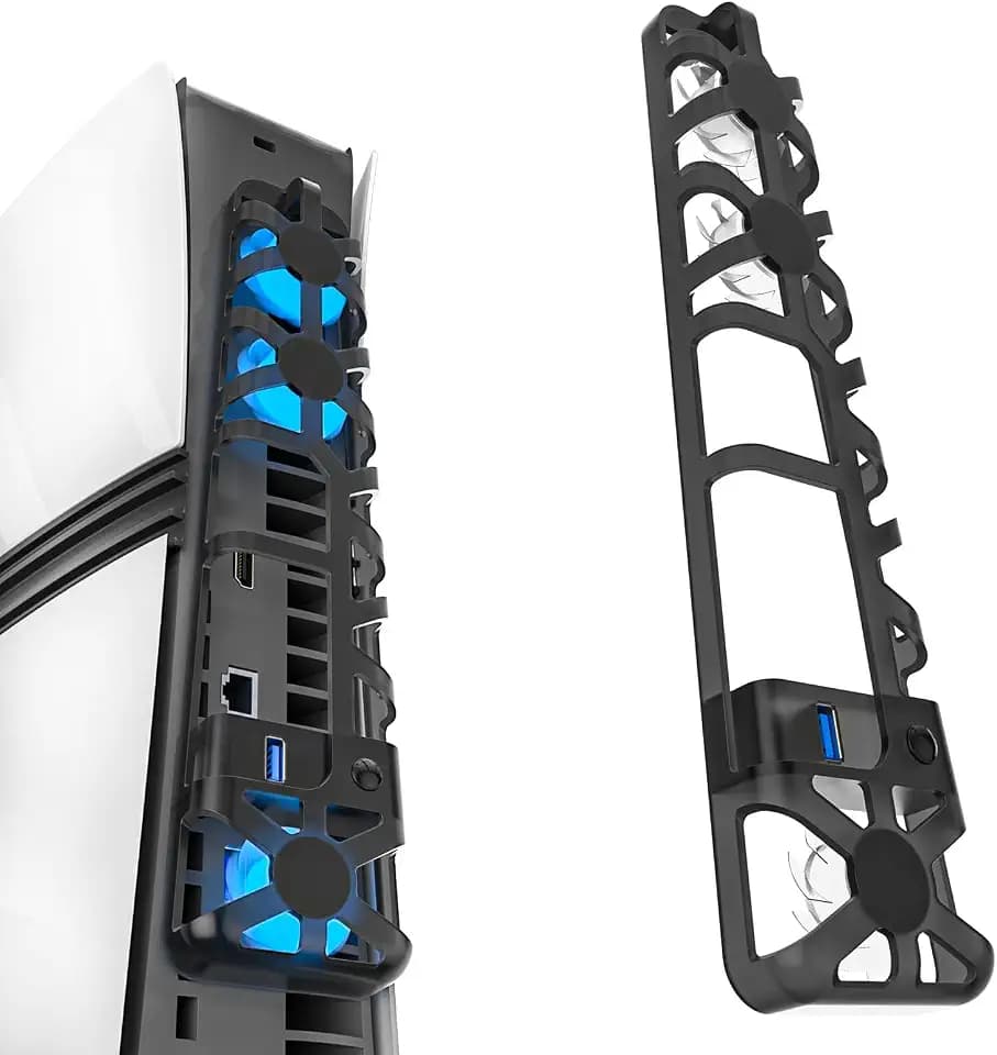 PS5 Pro Cooling Fan, Triple Fans with 3 Speeds, USB Output Port & LED Light