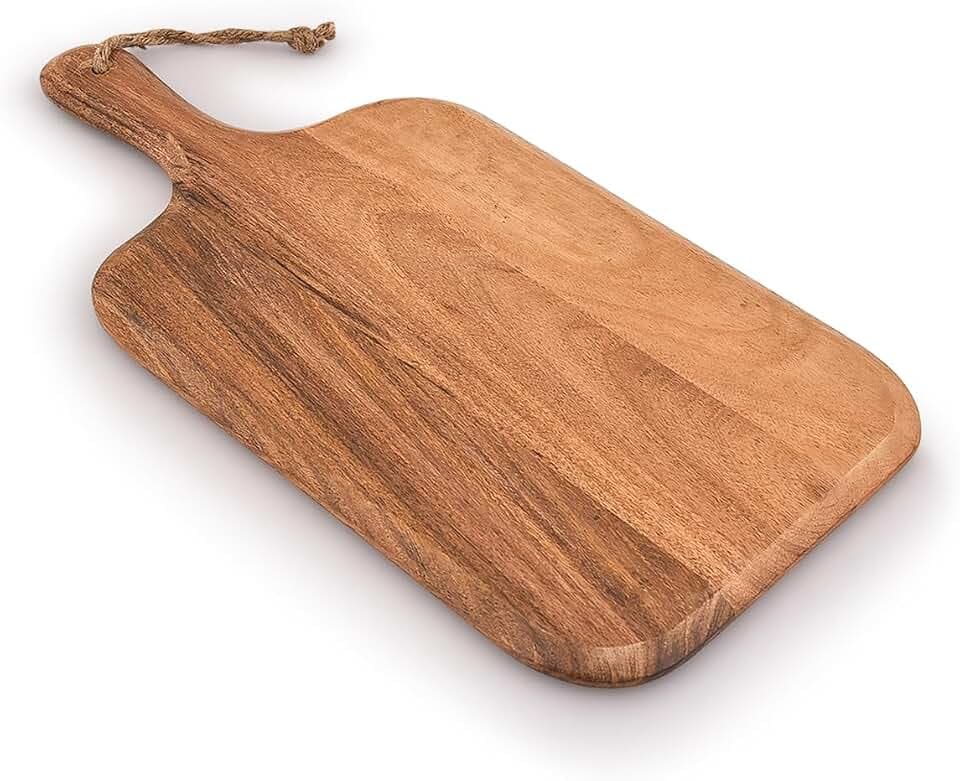 Samhita Kaizen Casa Schneidebrett aus Akazienholz, für Fleisch, Käse, Brot, Gemüse und Obst, mit Griff, 38,1 cm x 17,78 cm
