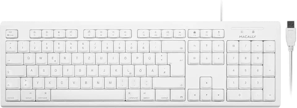 Macally QKEY-DE, erweiterte Mac-Tastatur, USB-A 105-Tasten mit Ziffernblock, deutsches QWERTZ-Layout