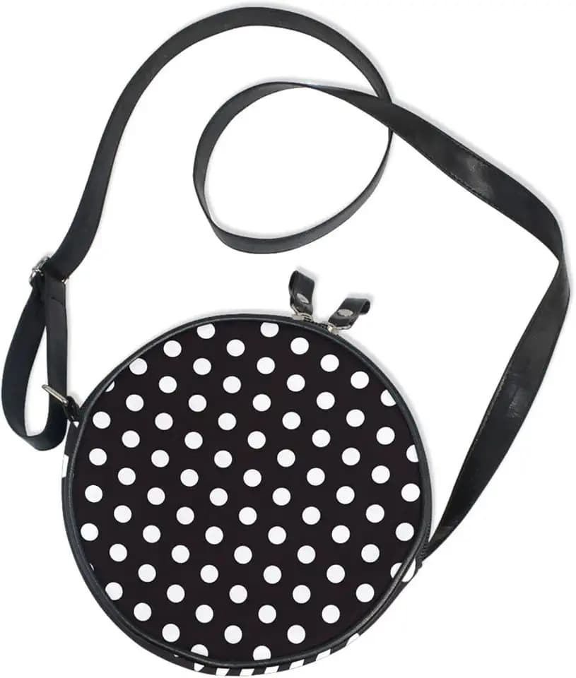 WIHVE Round Crossbody Bag Small Circle Purse Zip Handbag for Women