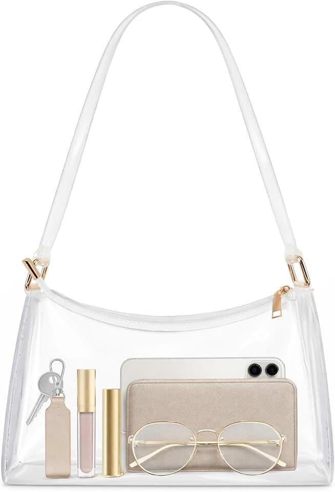 BS-VOG Clear Purse for Women, Stadium Approved Hobo Shoulder Bag for Events