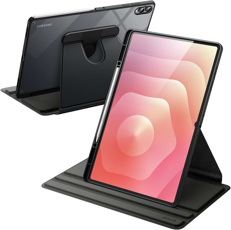 JETech Drehbare Hülle für Samsung Galaxy Tab S11 Ultra, Schwarz