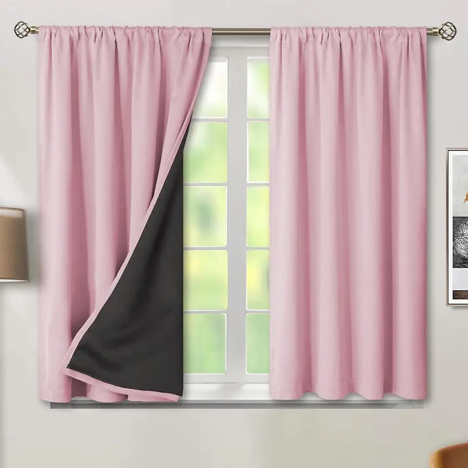 BGment Pink Blackout Curtains for Girls Room 45 Inch Length 2 Panels
