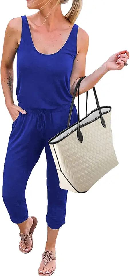 KIRUNDO Women 2026 Summer Jumpsuits Casual Sleeveless Drawstring Elastic Waist Romper Vacation Cruise Airport Travel Outfits