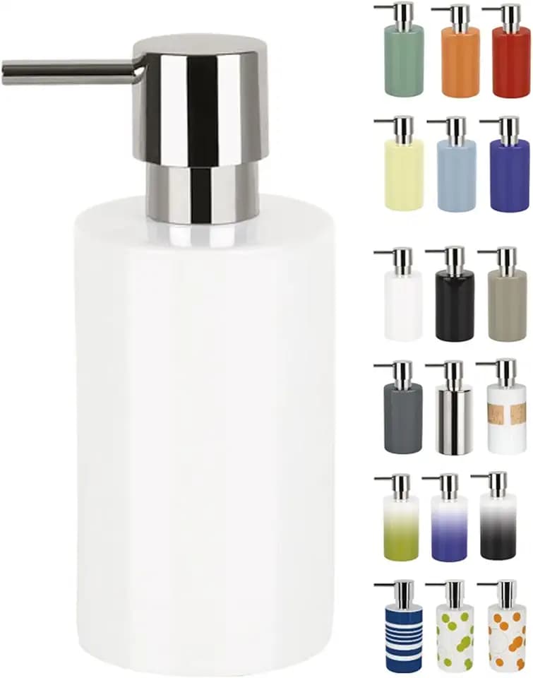 Spirella Seifenspender Tube | mit Pumpe | Flüssigseifen-Spender | Porzellan | 300ml | Langliebig und Robust | Weiß, Unique