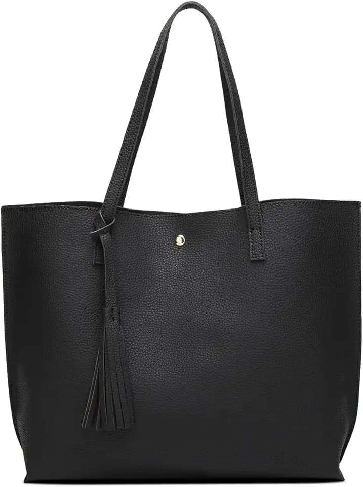 Dreubea Women's Soft Faux Leather Tote Shoulder Bag from, Big Capacity Tassel Handbag