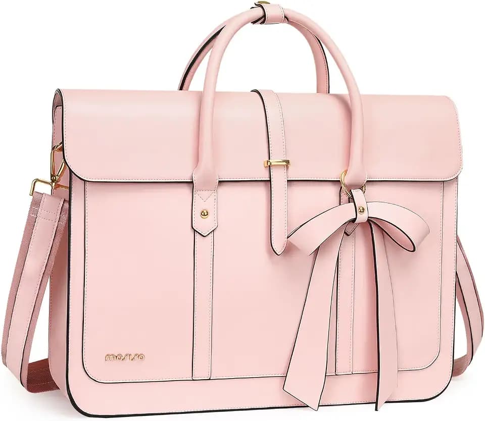 MOSISO Laptop Bag for Women, 17 inch PU Leather Laptop Shoulder Bags