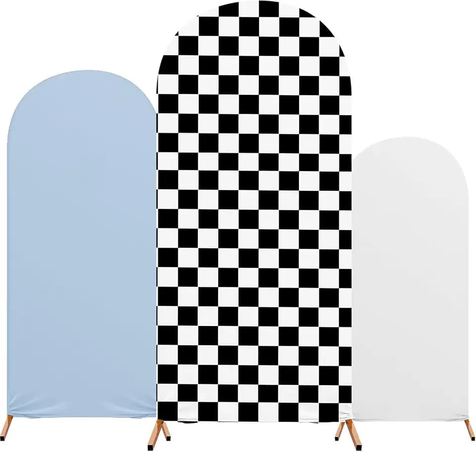 3 Pcs Arch Backdrop Cover Sets, Blue, White, Black