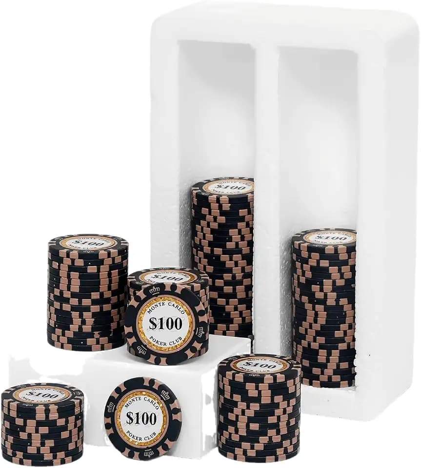100 Piece Clay Poker Chips 14 Grams Heavyweight Clay Composite Casino 40mm Chips for Texas Hold’em Game Night