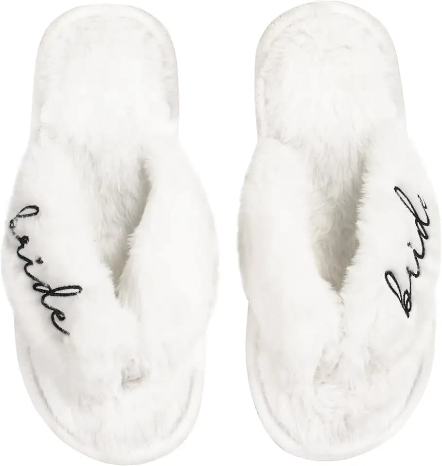 JUSTOTRY Junggesellenabschied Frauen Hausschuhe,Weiß Team Bride Party Slippers für Jga Frauen Geschenk