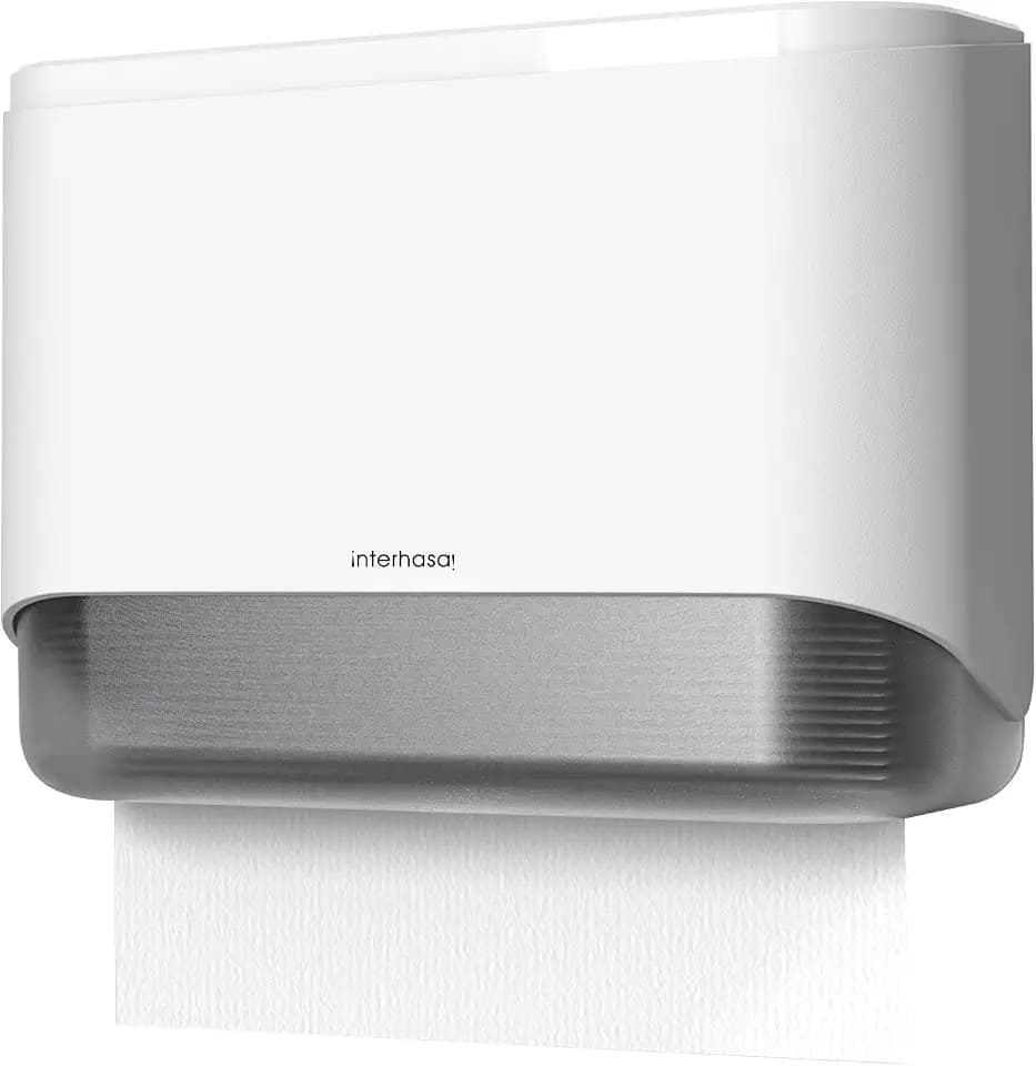 interhasa! Papierhandtuchspender Ohne Bohren zur Wandmontage, Handtuchspender für Z/V-Falz M Gefaltet Papierhandtücher Papierhandtuchhalter für Bad Paper Towel Dispenser Wall Mounted Weiß