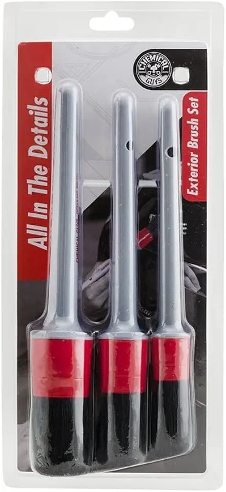 Chemical Guys All in the Details Exterior Detailing Brushes - 3-Piece Soft Scratch-Free Brushes for Wheels, Bumpers, Grilles, Badging & Tight Exterior Gaps on Cars, Trucks, SUVs & More
