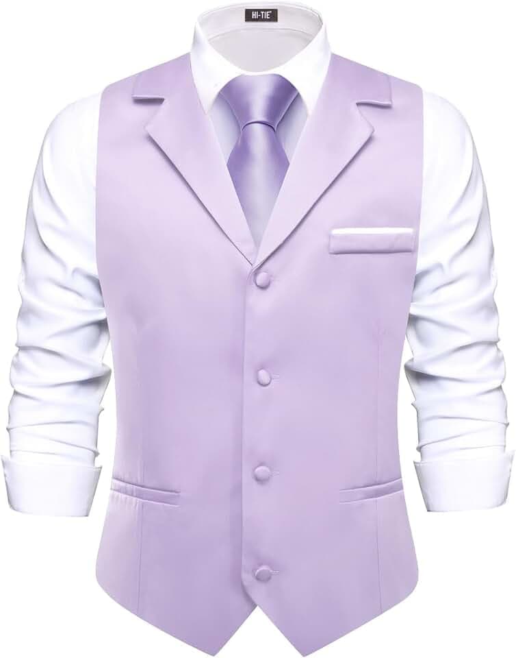 Hi-Tie Feste formelle Anzugweste für Herren, V-Ausschnitt, Revers, schmale Passform, Smoking, Kleid, Westen für Hochzeit, Party, Business