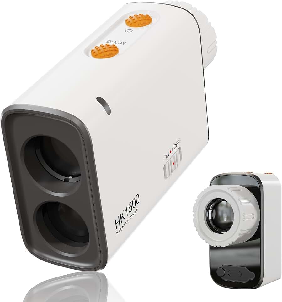 Hiker HK1500 Golf Rangefinder with Slope Switch, 1500 Yard Laser Range Finder with 6X Magnification, Flag Pole Lock Vibration, OLED Display, 1000mAh Rechargeable Battery