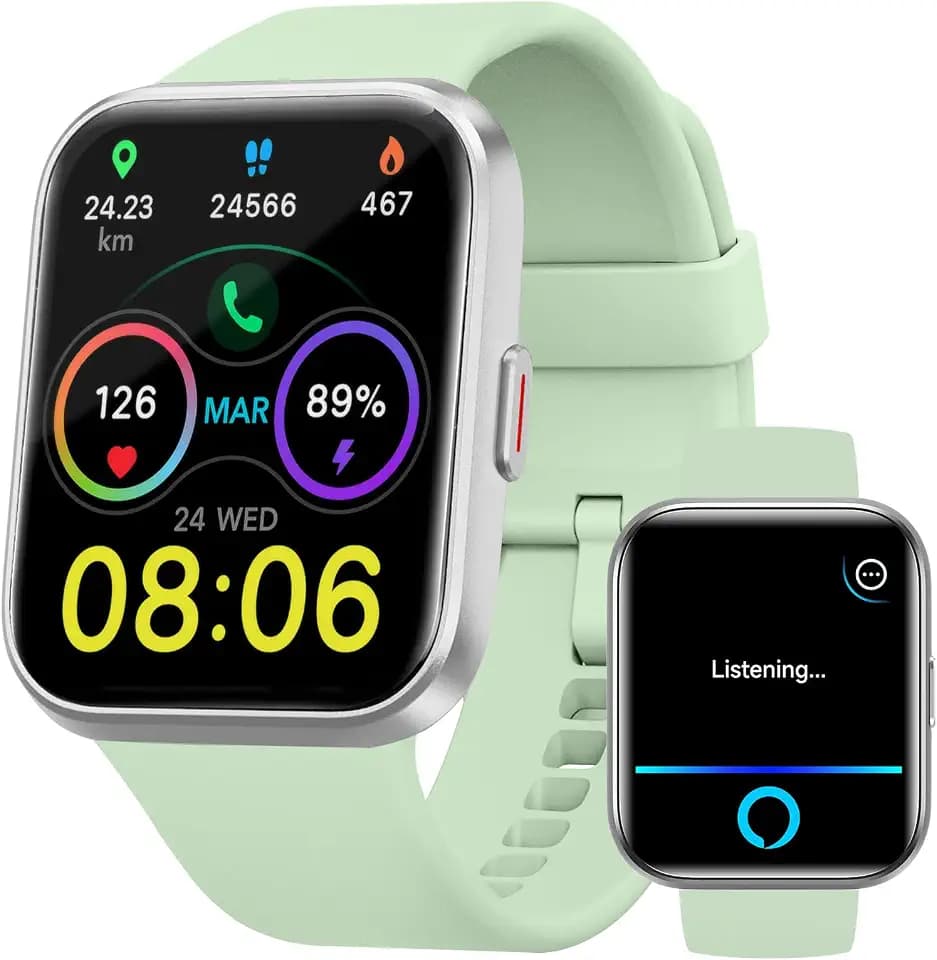Smartwatch Damen mit Telefonfunktion Alexa, 1,85" AMOLED-Display Smart Watch, 110+ Sportmodi Fitnessuhr Damen mit Herzfrequenz/Schlaf/SpO2/Schrittzähler, 3ATM Wasserdicht Sportuhr für iOS Android
