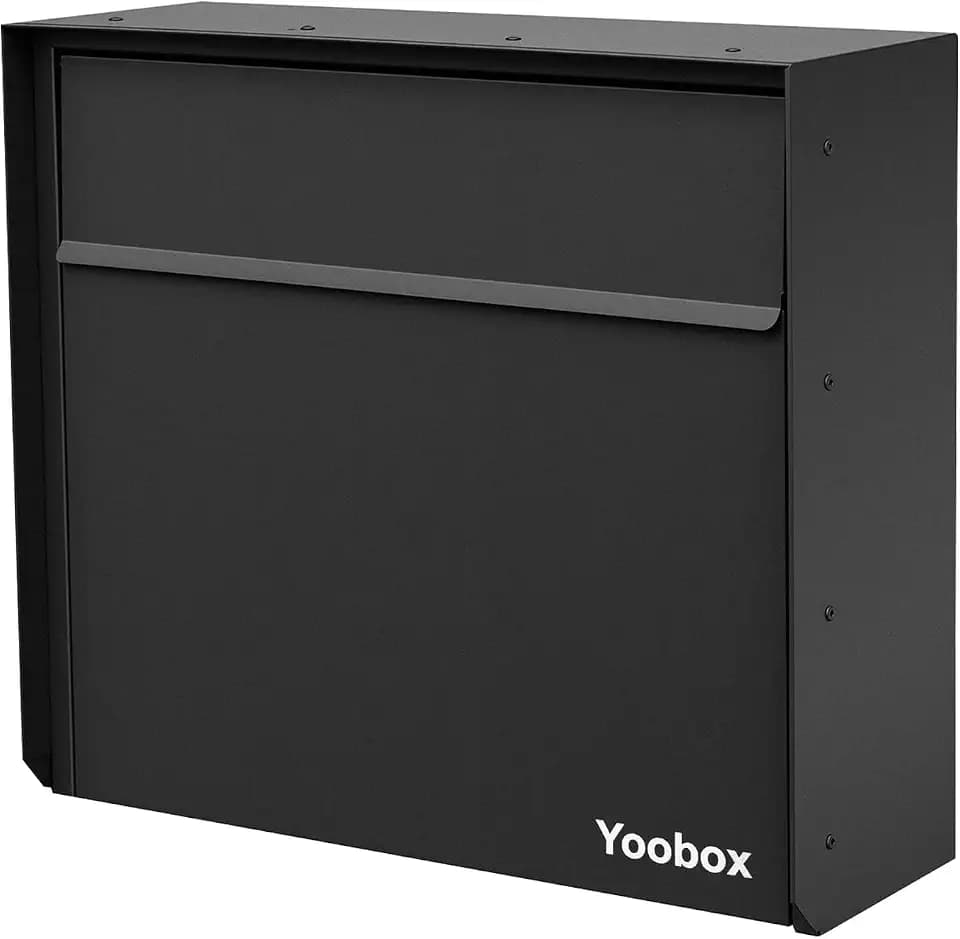 Wall Mount Mailbox for House Outside, Anti-Theft Locking Mailbox, Weatherproof Mailboxes 13.5" H x 15" L x 5.5" D, Black
