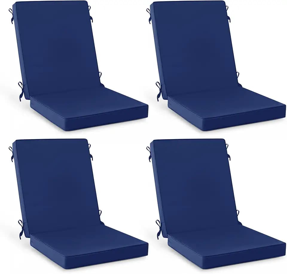 Summsun High Back Patio Chair Cushions 20 x 20 Inch, Navy, Set of 4