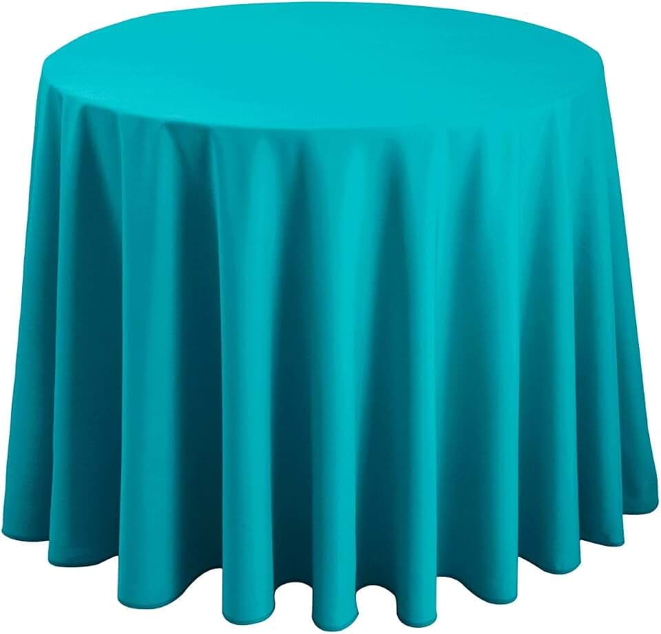 Hiasan Round Tablecloth, 120 Inch, Turquoise, 1 Pack