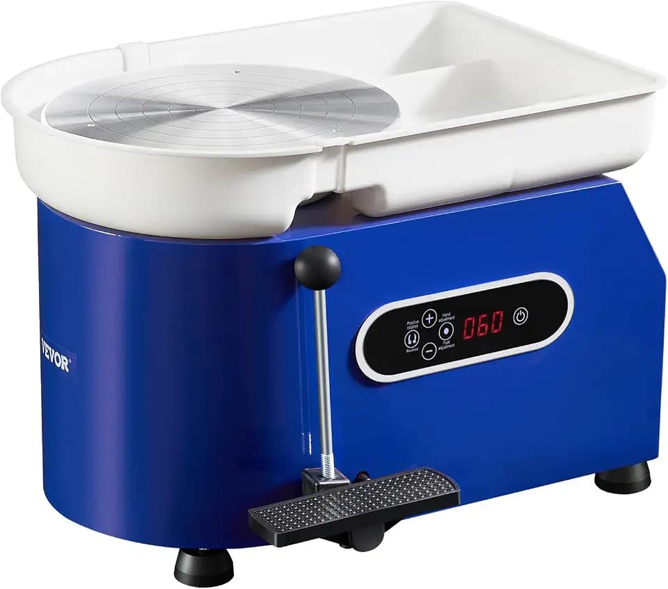 VEVOR Töpferscheibe 450 W, Tonmaschine 280 mm Drehteller, Drehzahlregelung 60–300 U/min, Hand- & Fußsteuerung, Abnehmbares ABS-Becken, Keramik Clay Maschine für Erwachsene & Anfänger, Blau