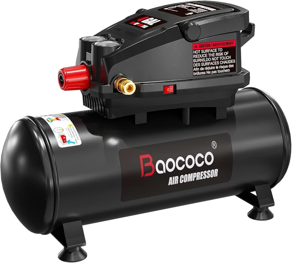 4 Gallon Portable Air compressor, 0.5HP Motor Oil Free Air Compressor Tank