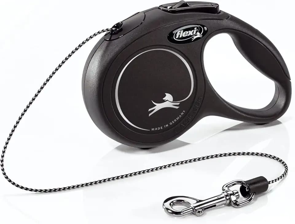 FLEXI Klassische einziehbare Hundeleine (Cord), ergonomisch, langlebig und verhedderungsfrei, für Hunde bis zu 8,2 kg, 3 m, Größe XS, Schwarz